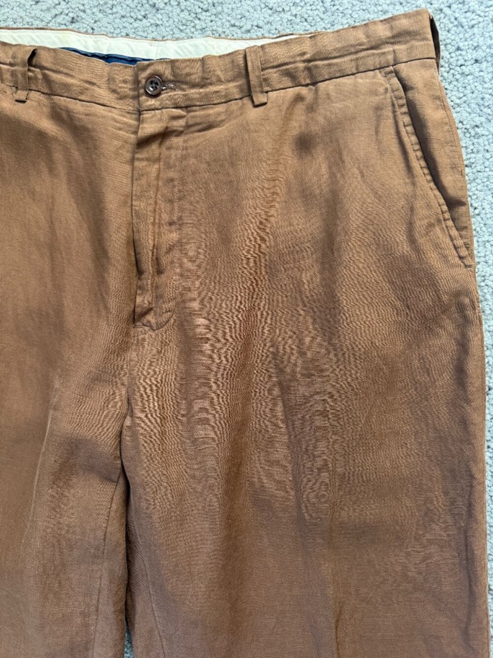 Vintage Polo Ralph Lauren MX Linen Silk Pants Brown 36/30 Luxury Trousers - EUC - Picture 3 of 12